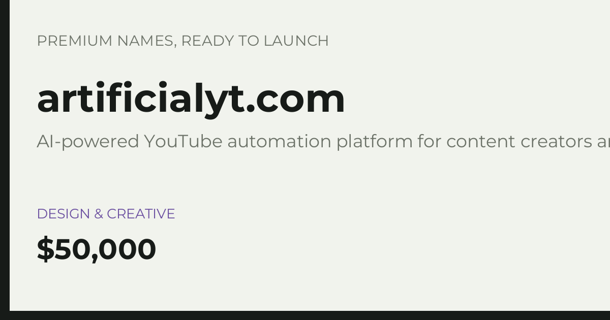 Brand preview for artificialyt.com
