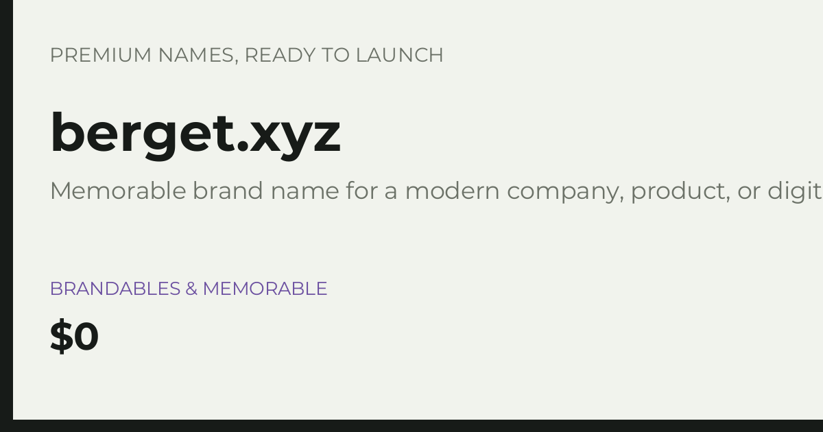 Brand preview for berget.xyz