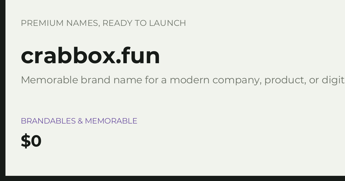 Brand preview for crabbox.fun