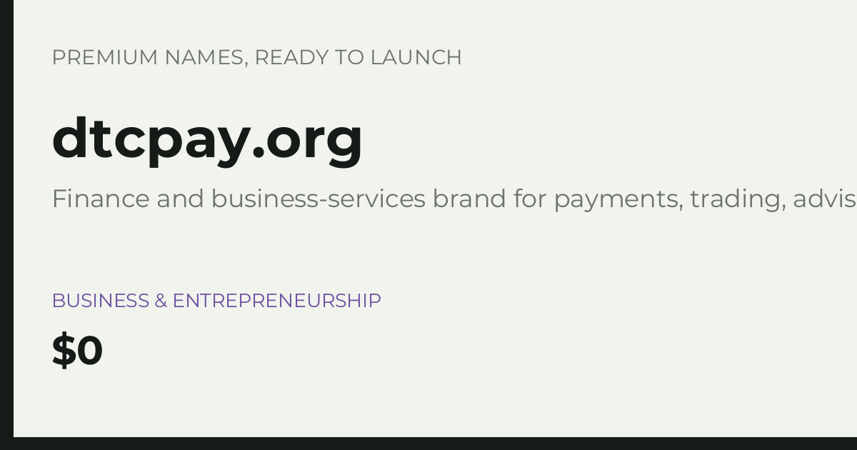 Brand preview for dtcpay.org