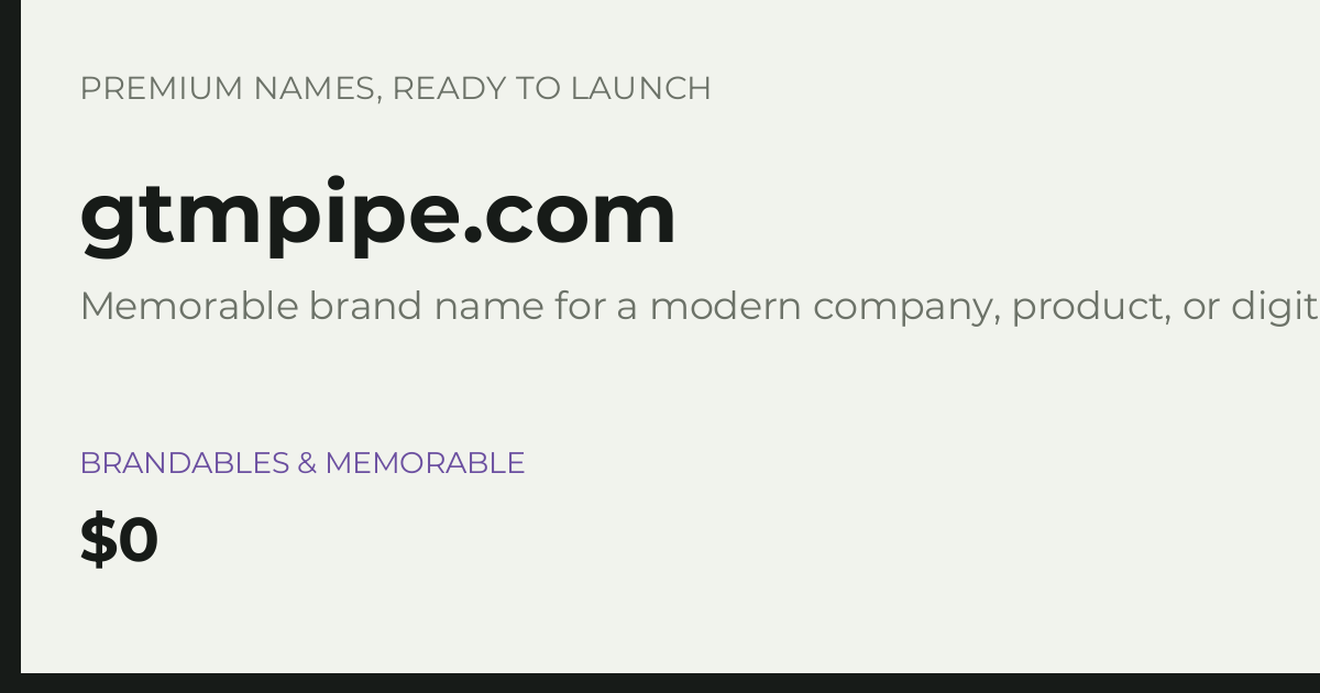 Brand preview for gtmpipe.com