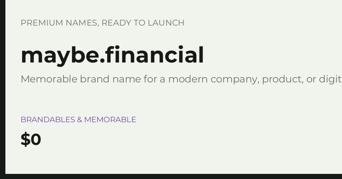 Brand preview for maybe.financial
