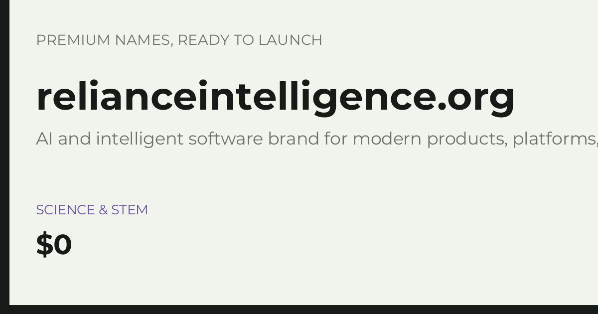 Brand preview for relianceintelligence.org
