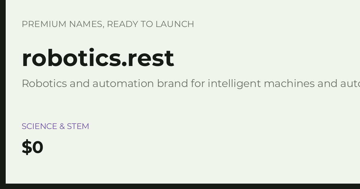 Brand preview for robotics.rest
