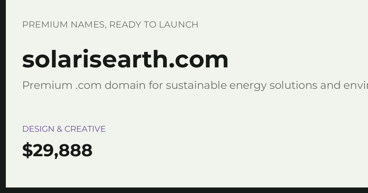 Brand preview for solarisearth.com