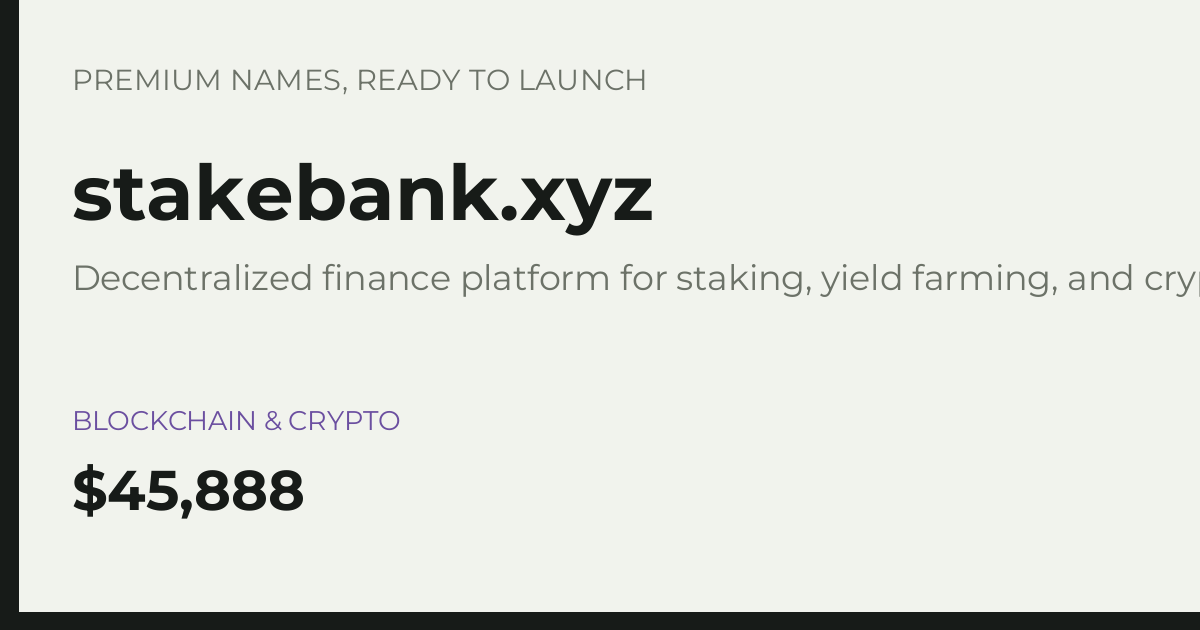 Brand preview for stakebank.xyz