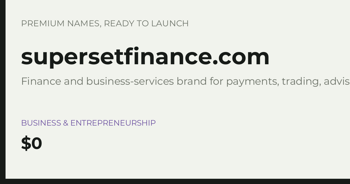 Brand preview for supersetfinance.com