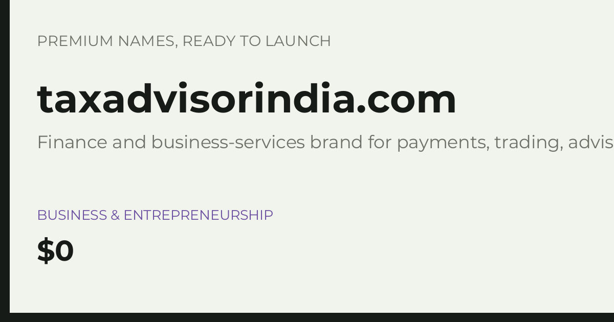 Brand preview for taxadvisorindia.com