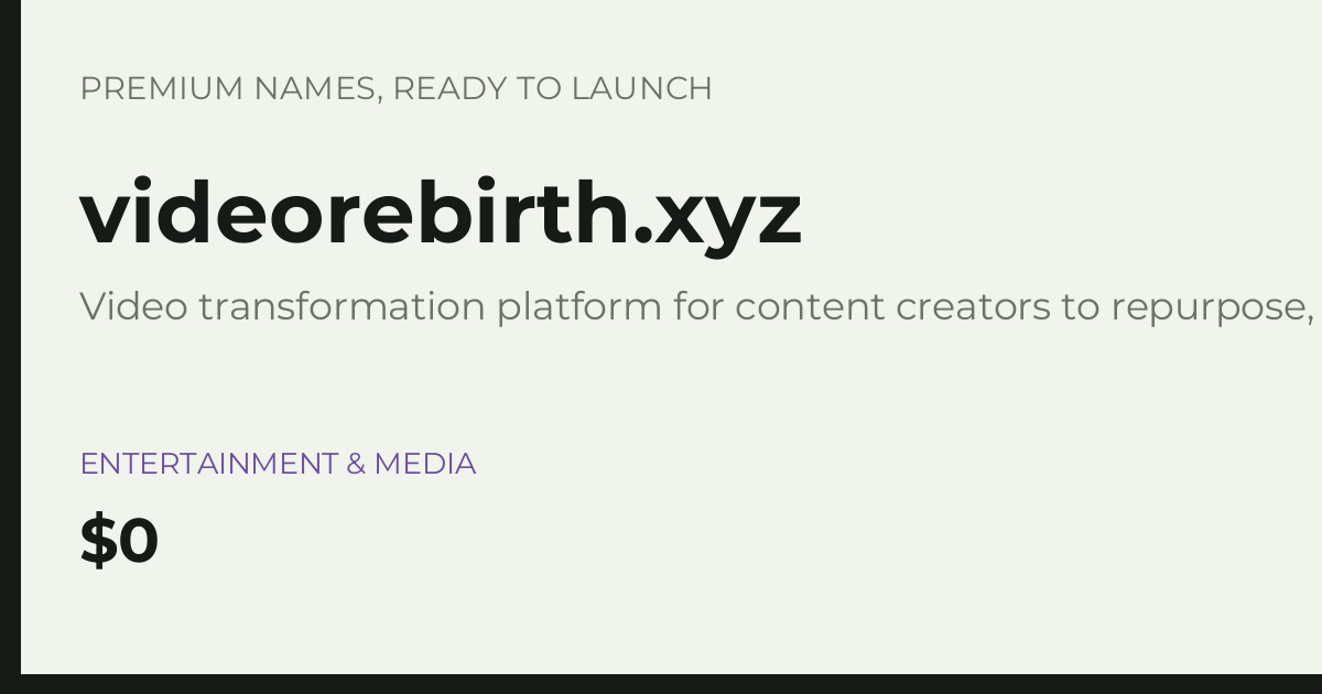 Brand preview for videorebirth.xyz